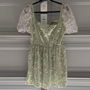 Sugar Thrillz Light Green Floral Dress